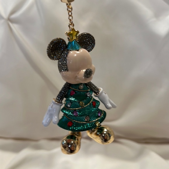 DISNEY X BAUBLEBAR Mickey Mouse Christmas Tree Crystal Bag Charm NWT Keychain - Picture 8 of 10